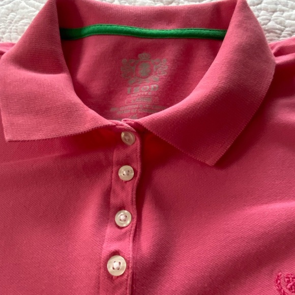 Izod Pink Cap Sleeve Polo Button Front Knit Shirt Size Large Petite - Picture 5 of 11